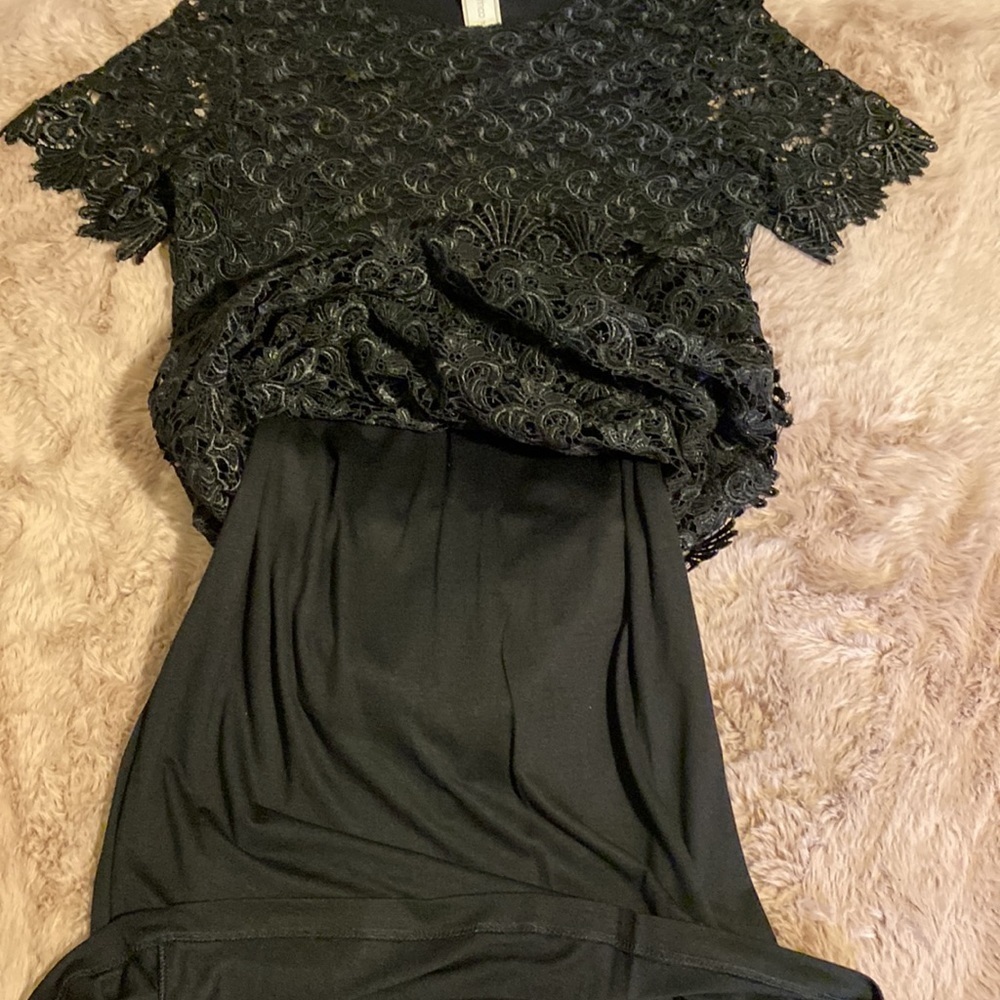 Zara Collection black lace shortsleeve dress cocktail wedding dressy NWT Small​​ - Picture 14 of 15